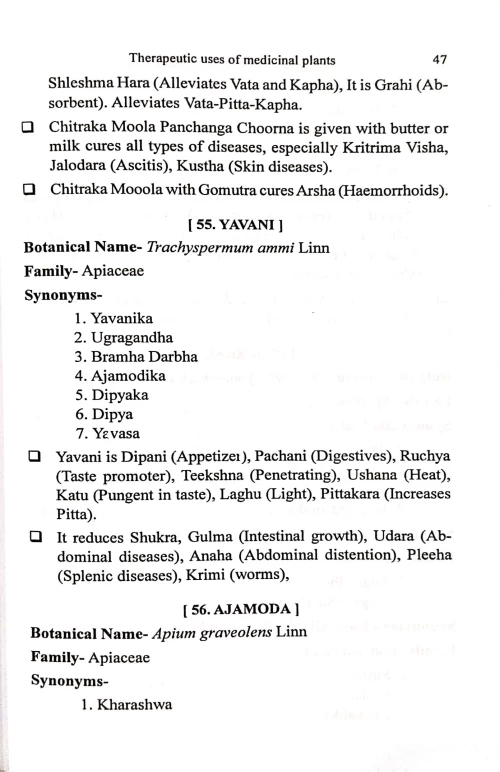 Therapeutics Uses of Medicinal Plants